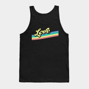 Love Retro with Rainbow Stripe Wave Tank Top